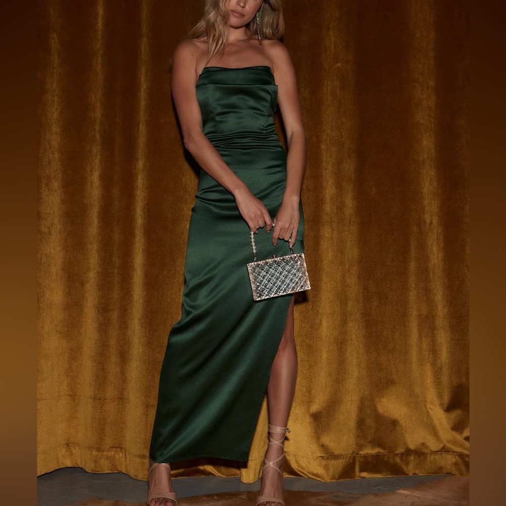 12th TRIBE SAVOY EMERALD SATIN MAXI DRESS NWT